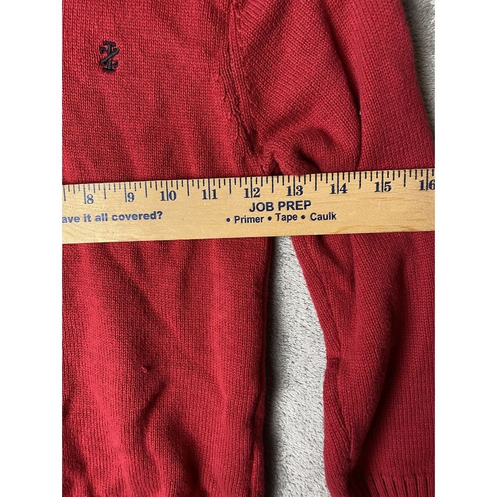 IZOD Boys Red Quarter Zip Mock Neck Knit Sweater Size S 6/7 Pullover Logo - Picture 3 of 5